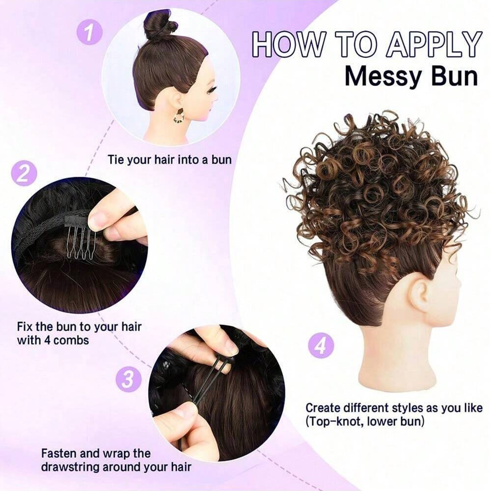 Messy Curly Hair Bun Ponytail  - đánh giá và giá Hair Care Wavy Hair